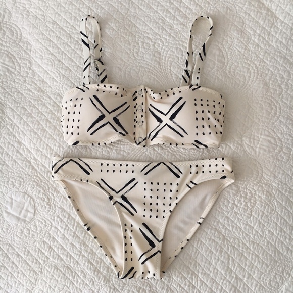 aerie Other - American Eagle Aerie Henley Bandeau Bikini Natural Print XS/S Swimsuit Set